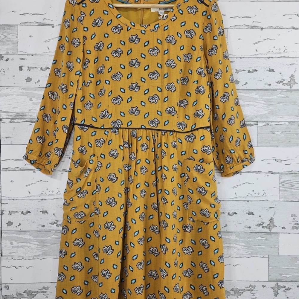 Boden Yellow Floral dress size 10 WITH POCKETS!
